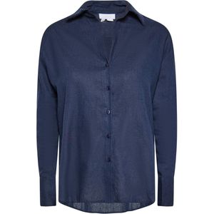 usha - WHITE LABEL - Blouse - Marine - Klassieke Blouse met Lange Mouwen