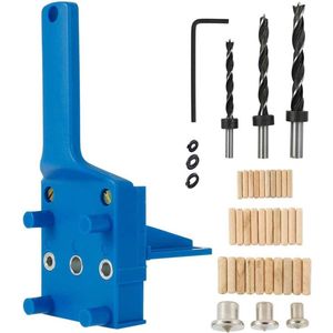 41Pcs Woodworking Doweling Jig Kit 6/8/10mm Handheld Wood Drilling Doweling Hole Saw Tools For Use With Most Hand Power Tools Blue