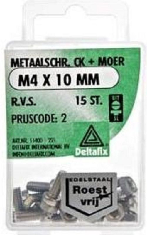 Deltafix - Schroef Moer CK - M4x10mm - RVS - 15 Stuks