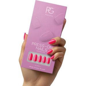 Pink Gellac Press On Nails - 161 Ibiza Pink - Round Medium Plaknagels - 30 Press On Nagels Met Lijm, 30 Plakstickers, Cleaner Wipe, Nagelvijl, Woodstick en Size Matcher - Snel Aan Te Brengen Plak Nagels - Voor 7-14 Dagen Mooie Nagels
