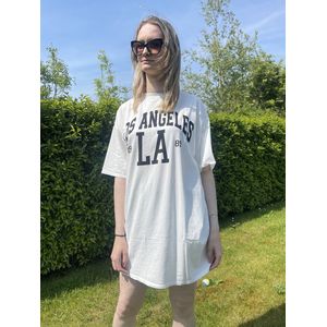 Dames T-shirtdress- Dames T-shirtdress wit- Dames T-shirtdress one size