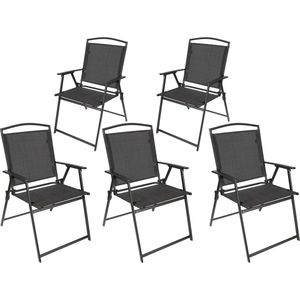 BRUBAKER Bergamo Tuinstoel, weerbestendig, ruimtebesparend, inklapbaar, klapstoel voor camping, tuin, terras en balkon, donkergrijs, set van 5