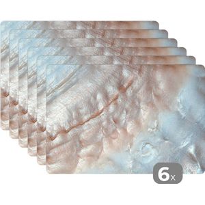 Placemat - Placemats kunststof - 45x30 cm - Schelpen - Abstract - Natuur - 6 stuks - Borden onderleggers antislip - Tafel decoratie - Luxe tafelversiering - Tafelmat vinyl - Bord onderlegger - Tafeldecoratie accessoires
