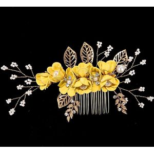 Bridesmaid Hair Accessories Bridal Hair Combs and Flowers Hair Clips for Women and Girls, Bridal Hair Pieces for Wedding Prom - Yellow