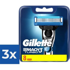Gillette Mach3 Turbo-8 stuks-scheermesjes - Voordeelverpakking 3 stuks