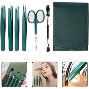 6-delige RVS Pincetset – Professionele Precisie Wenkbrauw Pincetten voor Gezichtshaar & Ingegroeide Haren – Unisex Roestvrijstalen Epileerset met Schuine, Rechte & Puntige Tip