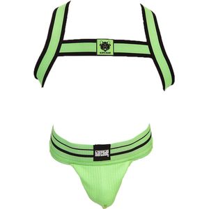Barcode Berlin Multipack 1x Andreus Jockstrap + 1x Colin Harness Green-Black - MAAT L - Heren Ondergoed - Jockstrap voor Man - Mannen Jock