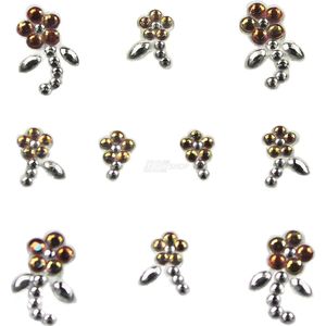 YOU Nails Nail Art Tattoo Design Nail Stickers 1 Vel - 10 Stickers - Flowers - white / gold
