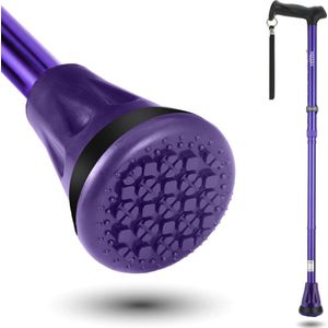Rovera Mobility® Wandelstok UltraGrip – Opvouwbaar, Verstelbaar & Schokabsorberend – Antislip Voet & Ergonomische Handgreep voor Maximale Grip – Geschikt voor Elk Terrein – Paars