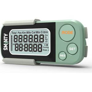 Sminty® Stappenteller Broekzak Groen – Activity Tracker – Stappen Tellen – 3D Sensor – Groot Scherm – Pedometer – Clip – Dames – Heren - Kinderen