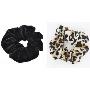 Haarwokkel Scrunchie - Haarelastiek Luipaard - Panterprint / Tijgerprint Wokkel - Velvet Leopard Elastiek