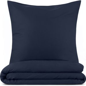 Blumtal Evolon® Dekbedovertrek met 2 Kussenslopen - Anti-Allergisch - Tegen huisstofmijt - 2 Persoons Dekbed - Lits Jumeaux - 240 x 220 & 50 x 70 (2x) - Brushed Microfibre -  Dark Ocean Blue - Blauw