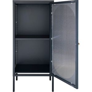 House Nordic Adelaide Wandkast - Zwart Staal - Glazen Deur - 50x110x35 cm