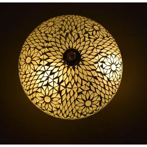 Oosterse mozaïek plafondlamp Turkish Design | 2 lichts | grijs / wit | Ø 50 cm | woonkamer lamp | modern / sfeervol / traditioneel design