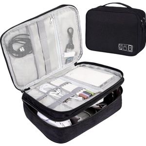 Kabeltas Universele reiskabelorganizer Tas Cubes Kabelhoes, 3 lagen Waterdichte verstelbare kabelorganizer voor oplaadkabel voor mobiele telefoon, Power Bank, USB-sticks, SD-kaarten