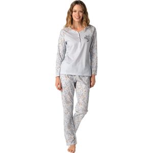 Pijadore - Grote Maten Dames Pyjama Set, Lange Mouwen, Blauw - 4XL