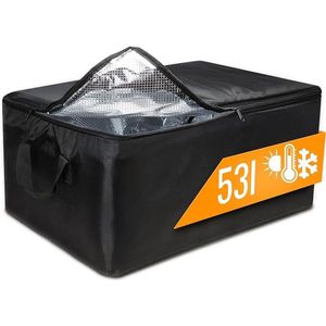 achilles Grote koeltas, koeltas, thermotas voor opvouwbare box, koelbox, isolatiekist, boodschappentas, isolatie voor warmte en kou, voedseltransport, zwart, 60 cm x 40 cm x 25 cm