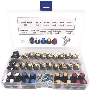 20st B5K B10K B20K B50K B100K Ohm Lineaire Potentiometers met Dopmoeren en Ring - Set van 3 Terminal Rotary Potentiometers voor Arduino, Raspberry Pi en meer