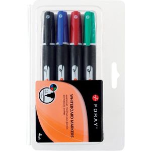 Foray Whiteboard Stiften 1-3mm - 4 Pack - Kleuren mix - Fijne punt - Whiteboard marker dunne punt
