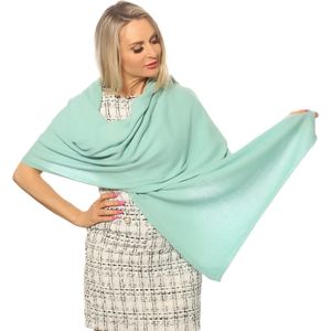 Cashmere-Turquoise Groen-Sjaal Dames-Sjaal Heren-200*70 cm-Made In Italy-Omslagdoek-Sjaal Dames Winter-Sjaal Heren Winter-Sjaals