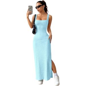 Livano Open Rug Jurk - Backless - Body - Jurk - Shirt - Hemelsblauw - Maat S