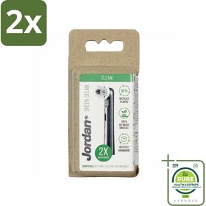 Jordan - Opzetborstels - Green Clean - 2 Opzetborstels - Voordeelverpakking - 2 stuks - Elektrische tandenborstel opzetborstels - Milieuvriendelijke tandenborstel