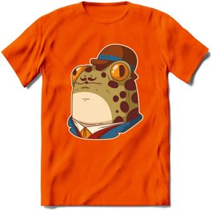 Fancy frog T-Shirt Grappig | Dieren rijke kikker Kleding Kado Heren / Dames | Animal Skateboard Cadeau shirt - Oranje - 3XL