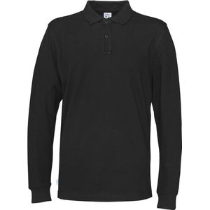 Cottover POLO PIQUE LONG SLEEVE MAN - GOTS GECERTIFICEERD 141018 - Zwart - 4XL