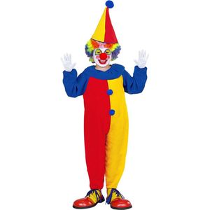 Widmann - Clown & Nar Kostuum - Circus Clown Hilarius Kind Kostuum - Blauw, Rood, Geel - Maat 110 - Carnavalskleding - Verkleedkleding