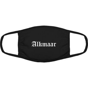 Alkmaar mondkapje | gezichtsmasker | bescherming | bedrukt | logo | Zwart mondmasker van katoen, uitwasbaar & herbruikbaar. Geschikt voor OV