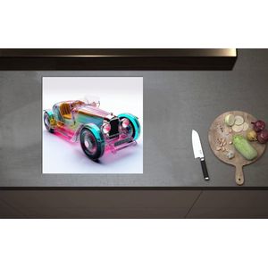 Inductieplaat Beschermer - Auto met Verschillende Kleuren Binnenin - 57x55 cm - 2 mm Dik - Inductie Beschermer - Bescherming Inductiekookplaat - Kookplaat Beschermer van Wit Vinyl