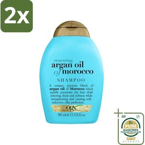 OGX - Renewing Moroccan Argan Oil - Shampoo - Voor Vrouwen - 385 ml - Voordeelverpakking - 2 stuks - Arganolie shampoo - Haar herstel