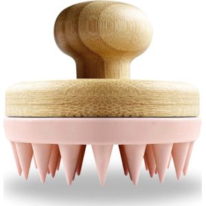 BeautyFitXL® - Scalp Massager Bamboe - Inclusief E-book - Duurzaam - Anti roos - Shampoo Brush - Scalp Brush - Hoofdhuid Massage Borstels - Haargroei Versneller - Haargroei Producten - Haarborstel - Roze
