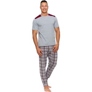 Heren pyjama met korte mouwen en lange broek- grijs gemêleerd - kortin- sale M