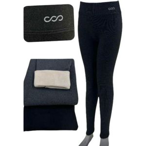 Fleece Thermo legging | Thermo broek | Fijne Rib | Extra warm gevoerd legging | S/M 36-38 | Donkergrijs