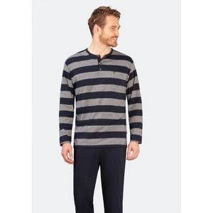 Blauw grijs gestreepte heren pyjama Hajo - Blauw - Maat - 48