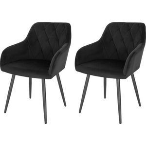 Set van 2 velvet eetkamerstoelen - ergonomisch & comfortabel - stijlvolle afwerking - tijdloos design - stevig en modern - zwart