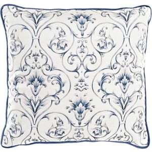 Kussen DKD Home Decor Blauw Polyester Wit Blommor (45 x 10 x 45 cm)