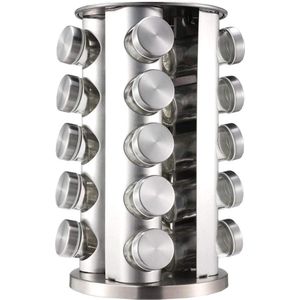 Kruidenrek Staand  Spice Jar set with Rack - Kruidenrek Draaibaar - Met 12 Kruidenpotjes - Kruidencarousel