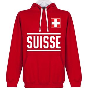 Zwitserland Team Hooded Sweater - Rood - XL