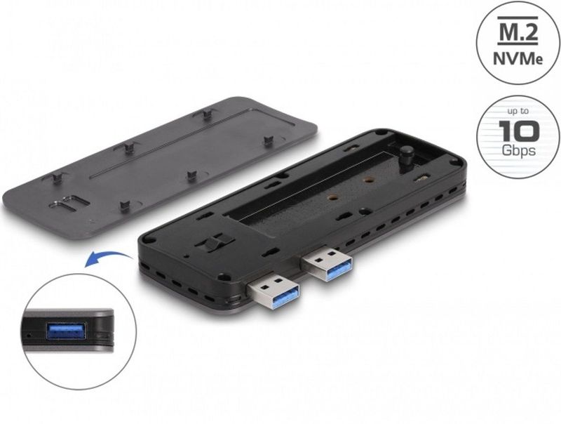 Delock - USB 3.2 Gen 2 - Enclosure - Zwart - Voor M.2 NVMe SSD