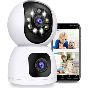 Camux DualVision Beveiligingscamera Binnen - 2MP Full HD Camera met Nachtzicht - Babyfoon - Baby monitor - Huisdiercamera met app - Hondencamera - Petcam