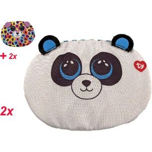 4x Ty Wasbaar Kinder Mondkapjes (2 x Panda Bamboo + 2 x luipaard Giselle)