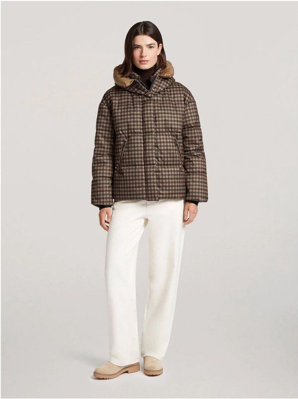 RESET - Liisa - Dames Winterjas - Geruite Stof - Korte Puffer - Imitatie Dons