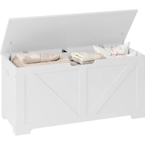 vanBoni Speelgoedkist - Opbergkist - Opbergbank - Opbergbox - Dekenkist - Houten Kist - Water en Krasbestendig - Wit - 100x40x47 cm - 76 Liter