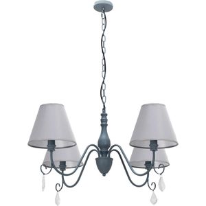 Benna Klassieke Kroonluchter Met Kristallen 80 CM - Kroonluchter 4 Arms Metaal Kleur Zwart Lampenkappen Decor in Moderne Stijl voor Woonkamer of Slaapkamer, 4 Lampen Excl, E14 6 x 40W 230V