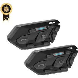 WAYXIN - Bluetooth Intercom Motorhelm Headset R6s - Waterdicht Geluidssysteem met Microfoon - Handsfree Communicatiesysteem voor Motorhelm en Scooter - Motor Accessoires - 2 Stuks