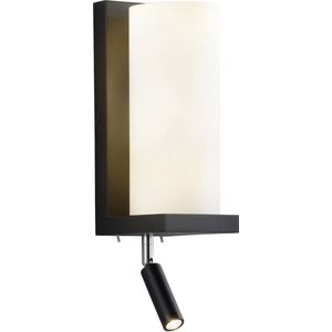 Lucande - wandlamp - 2 lichts - glas, ijzer - H: 37.5 cm - E27 - wit, zwart