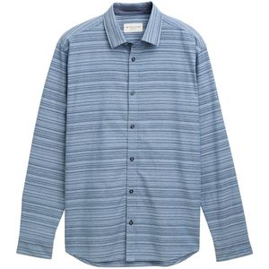 TOM TAILOR - Overhemd - Navy - Gestreept - Lange Mouw