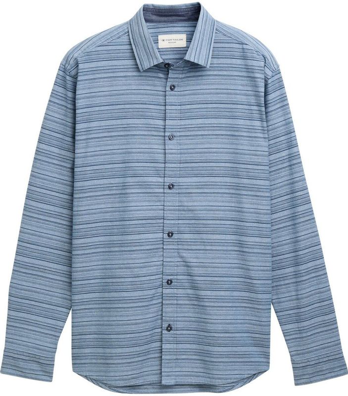 TOM TAILOR - Overhemd - Navy - Gestreept - Lange Mouw